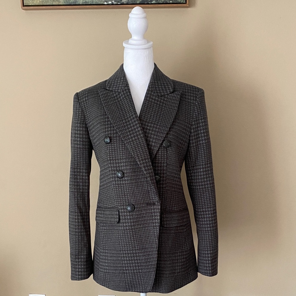 Banana Republic Dark Gray Plaid Blazer Size 4